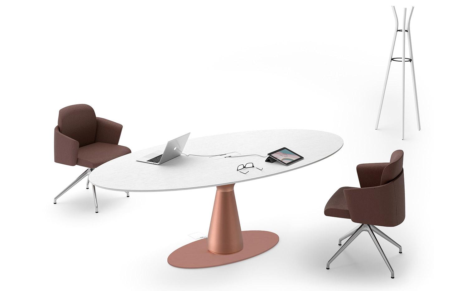 Table de réunion ronde plateau bois et pied métal, gamme Vettore round - France Bureau